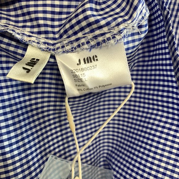 J. ING Off-Shoulder Gingham Blue Midi Fit & Flare Dress NWT Womens Size Large - Picture 6 of 14